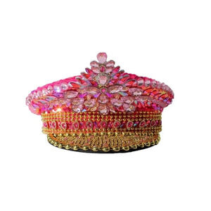 Pink and Gold Embellished Women's captains Hat